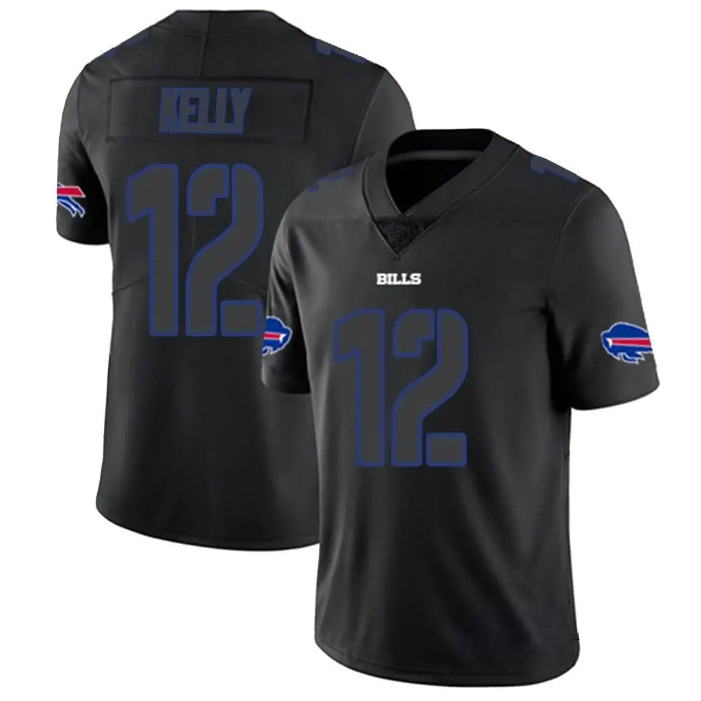 Cooneas B.Bills #12 Jim Kelly Player Limited Black Impact Stitched Jerseys