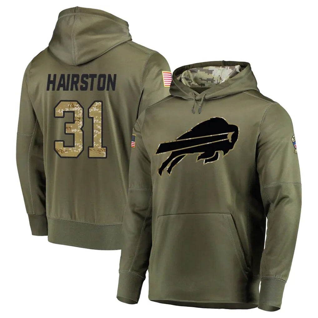 Cooneas B.Bills #31 Maxwell Hairston Player Olive Salute to Service Hoodies Game Stitched Jerseys