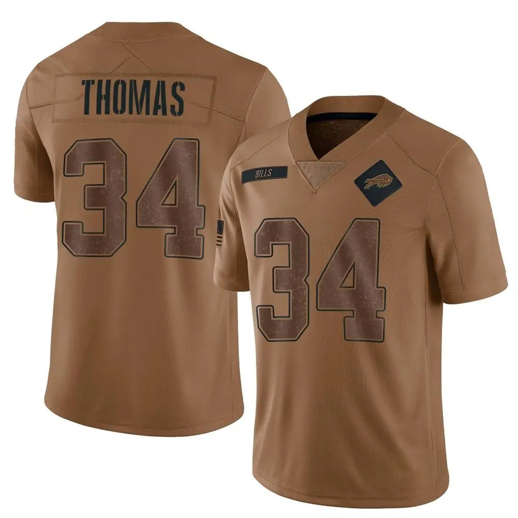 Cooneas B.Bills #34 Thurman Thomas Player Brown Salute To Service Limited Stitched Jerseys