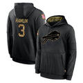 Cooneas B.Bills #3 Damar Hamlin Player Black Salute to Service Hoodies Stitched Jersey