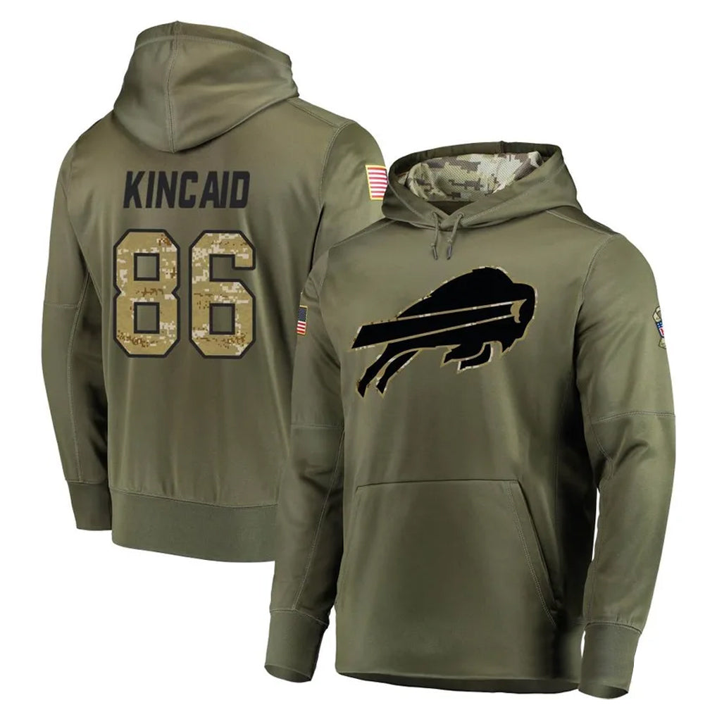 Cooneas B.Bills #86 Dalton Kincaid Player Olive Salute to Service Hoodies Game Stitched Jerseys