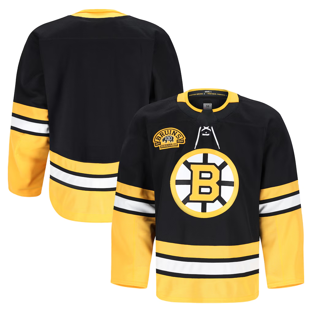 Cooneas B.Bruins Black 100th Anniversary Authentic Pro Stitched Jerseys