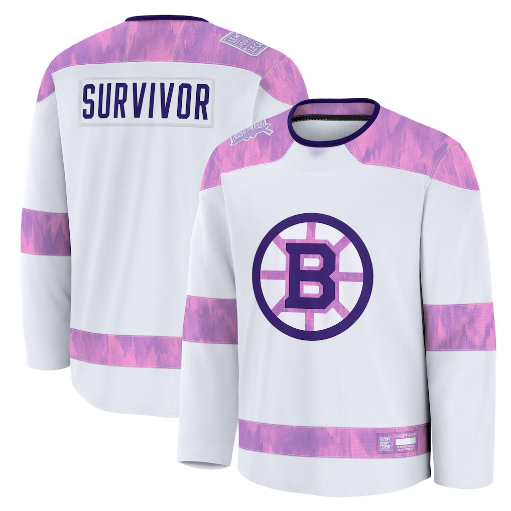 Cooneas B.Bruins White Hockey Fights Cancer Survivor Practice Stitched Jerseys