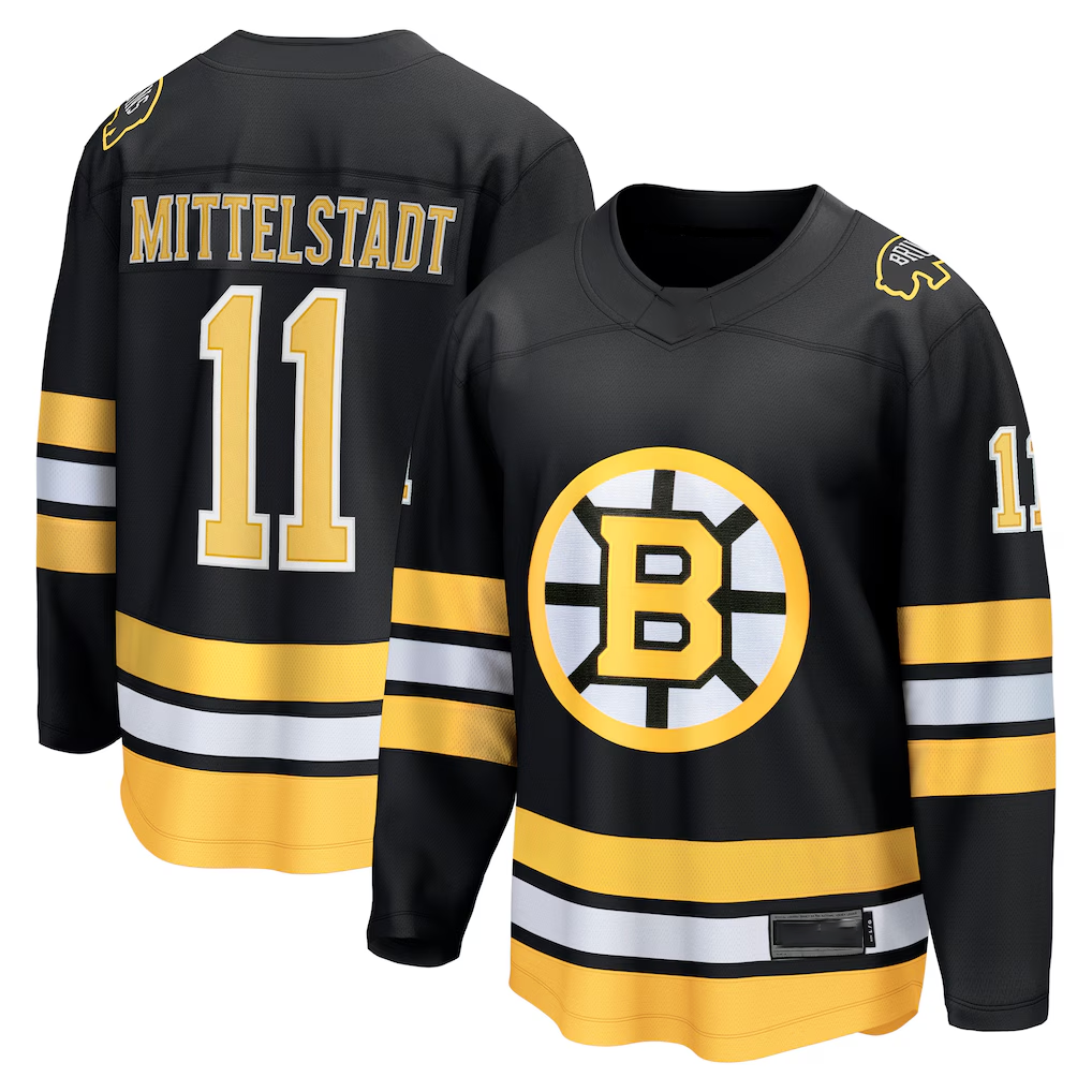 Cooneas B.Bruins #11 Casey Mittelstadt Black Home Breakaway Player Stitched Jerseys