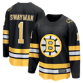 Cooneas B.Bruins #1 Jeremy Swayman Black Home Breakaway Stitched Jerseys