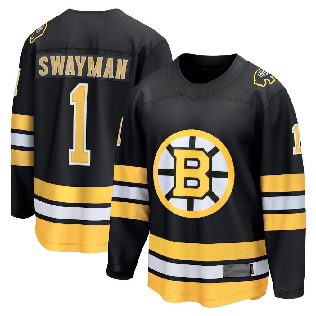 Cooneas B.Bruins #1 Jeremy Swayman Black Home Breakaway Stitched Jerseys