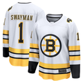 Cooneas B.Bruins #1 Jeremy Swayman White Away Breakaway Player Stitched Jerseys
