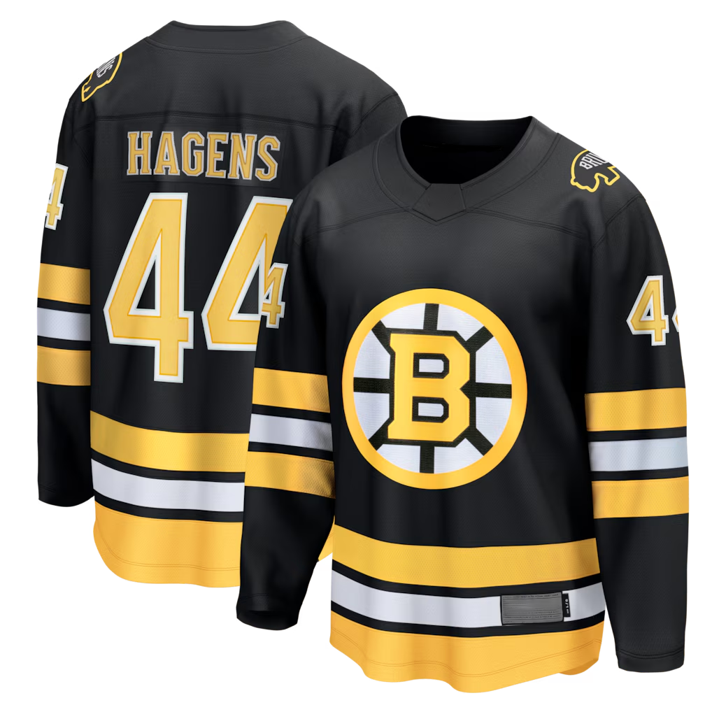 Cooneas B.Bruins #44 James Hagens Black Breakaway Stitched Jerseys
