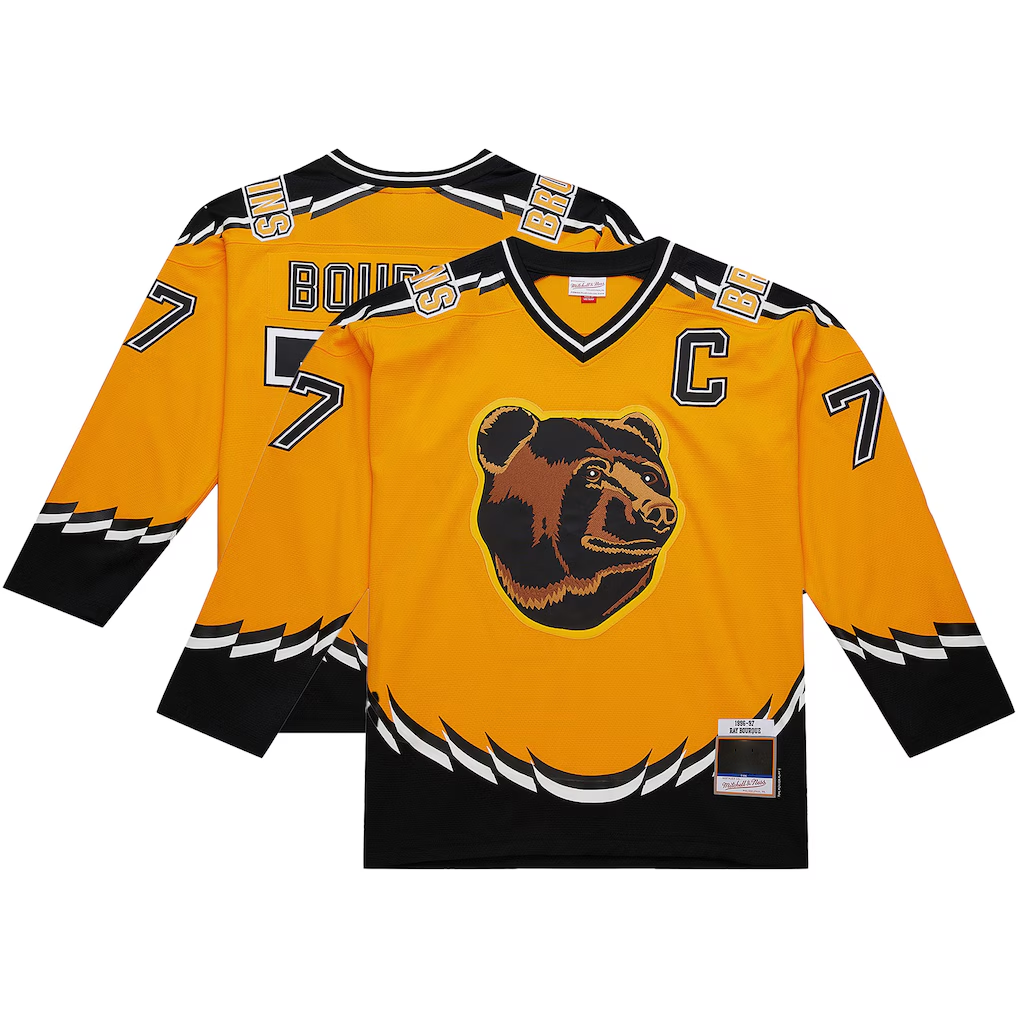 Cooneas B.Bruins #77 Ray Bourque Mitchell & Ness Gold Big & Tall 1996-97 Blue Line 2.0 Stitched Jerseys