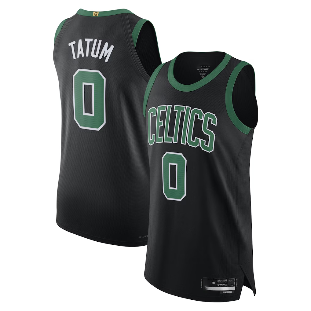 Cooneas B.Celtics #0 Jayson Tatum Black Authentic Player Jerseys - Statement Edition