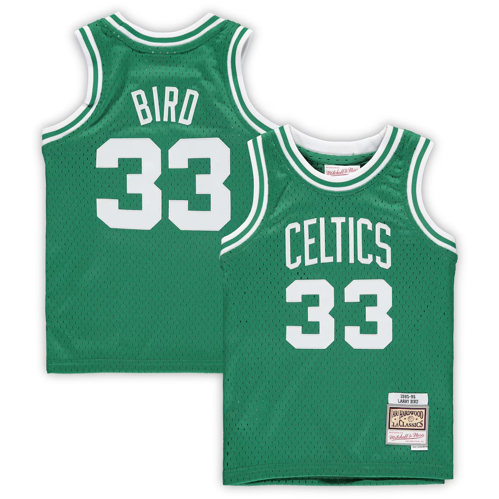 Cooneas B.Celtics #33 Larry Bird Mitchell & Ness Kelly Green 1985-86 Hardwood Classics Throwback Team Jerseys