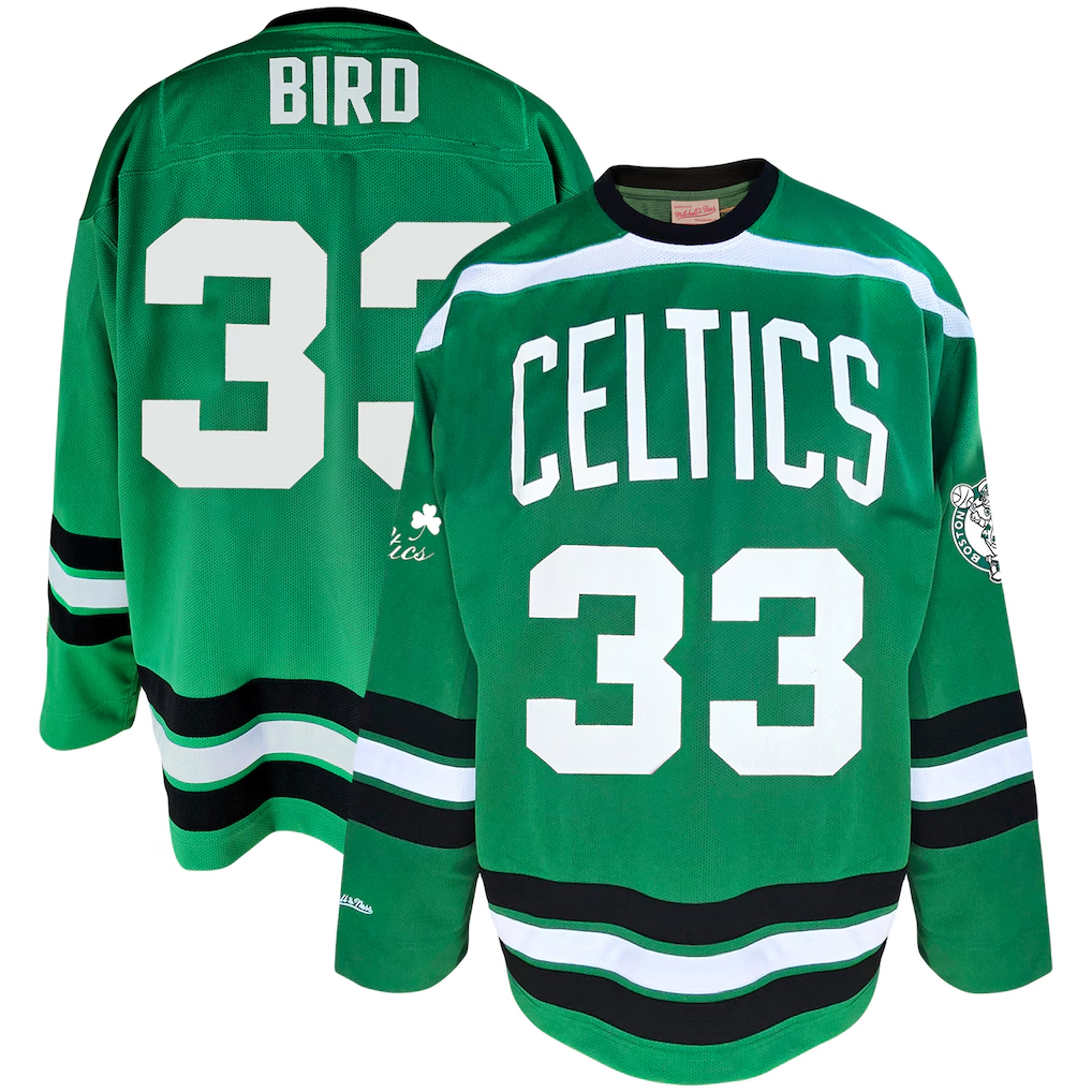 Cooneas B.Celtics #33 Larry Bird Mitchell & Ness Kelly Green Big & Tall Hockey Jerseys