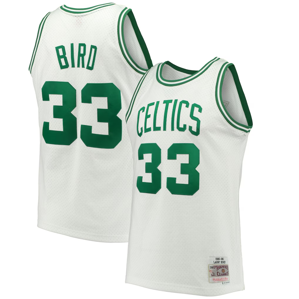 Cooneas B.Celtics #33 Larry Bird Mitchell & Ness White Hardwood Classics 198586 Swingman Jerseys