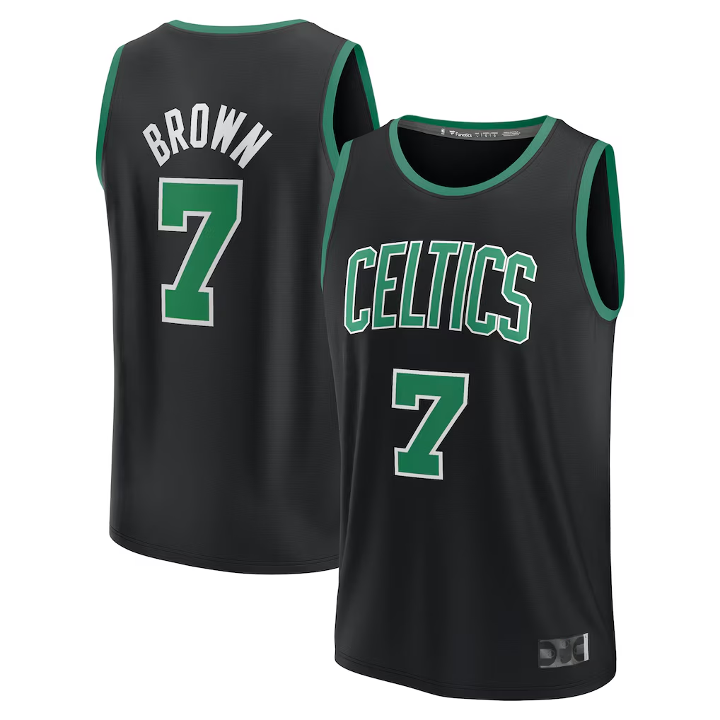 Cooneas B.Celtics #7 Jaylen Brown Black Fast Break Replica Player Jerseys - Statement Edition