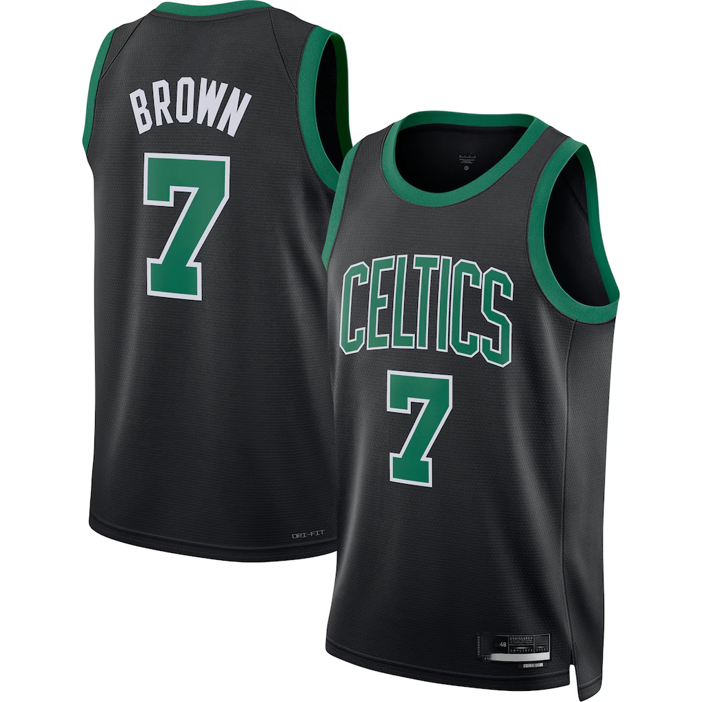 Cooneas B.Celtics #7 Jaylen Brown Black Swingman Jerseys - Statement Edition