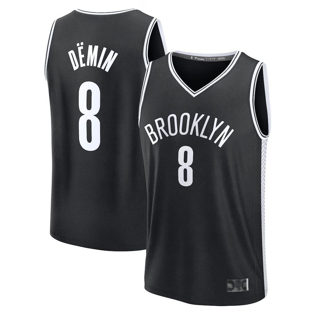 Cooneas B.Nets #8 Egor D?min Black Fast Break Replica Jerseys - Icon Edition