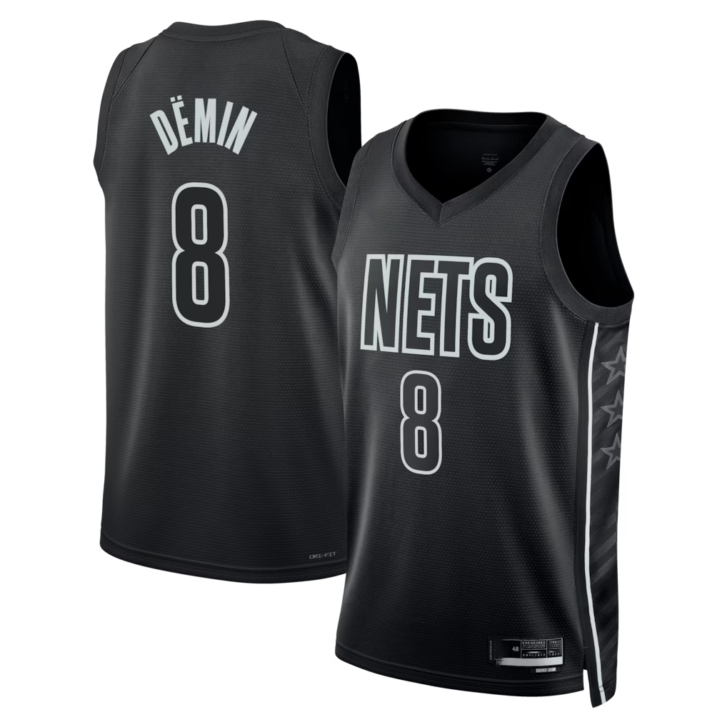 Cooneas B.Nets #8 Egor D?min  Black Swingman Jerseys - Statement Edition