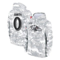 Cooneas B.Ravens #0 Roquan Smith Player Arctic Camo Salute to Service Pullover Hoodie Stitched Jerseys
