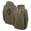 Cooneas B.Ravens #0 Roquan Smith Player Olive Salute to Service Hoodie Stitched Jerseys