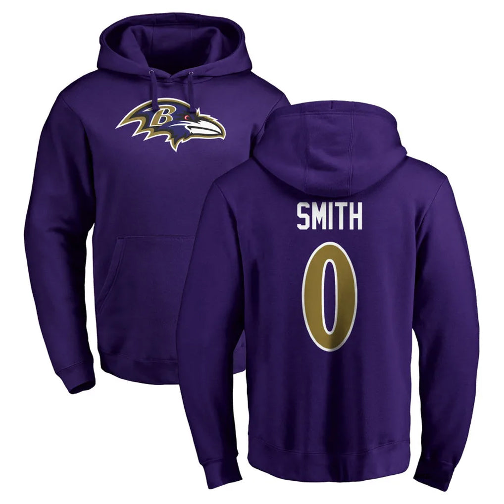 Cooneas B.Ravens #0 Roquan Smith Player Purple Salute to Service Pullover Hoodie Stitched Jerseys