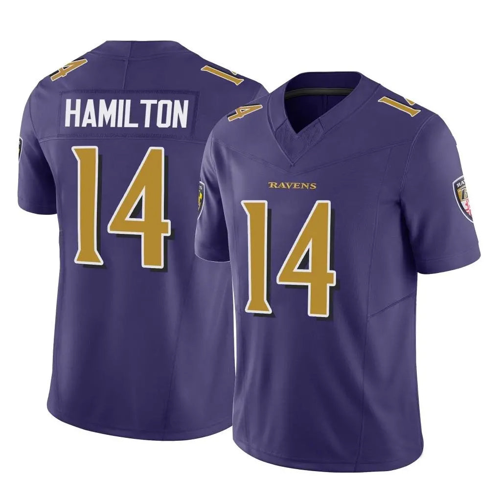 Cooneas B.Ravens #14 Kyle Hamilton Player Purple Vapor F.U.S.E. Limited Home Game Stitched Jerseys