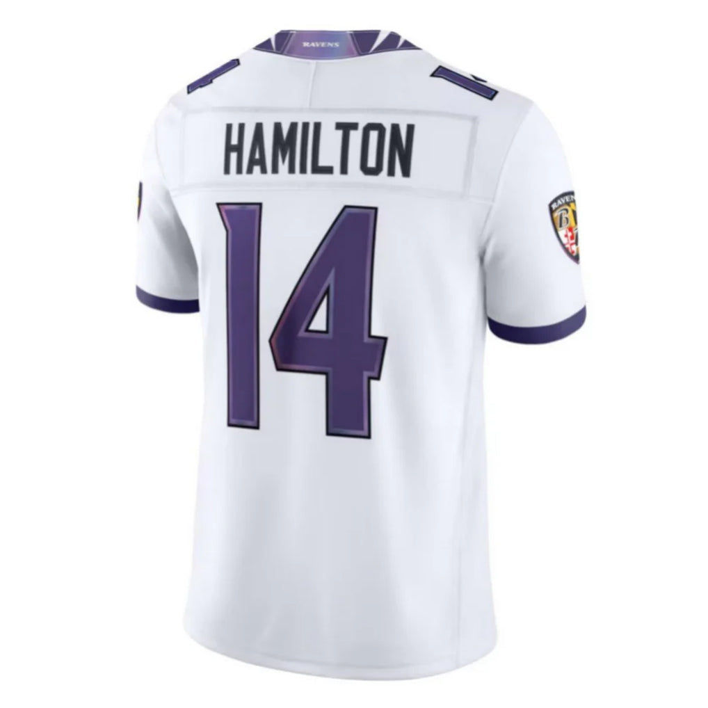 Cooneas B.Ravens #14 Kyle Hamilton Player White Limited Elite Home Game Stitched Jerseys