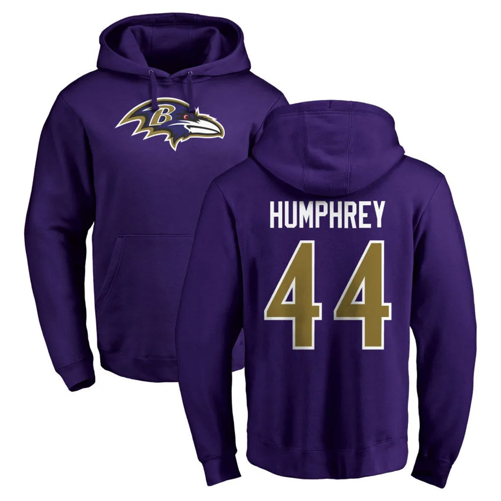 Cooneas B.Ravens #44 Marlon Humphrey Player Purple Salute to Service Pullover Hoodie Stitched Jerseys