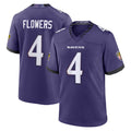 Cooneas B.Ravens #4 Zay Flowers Player Purple Home Game Stitched Jerseys