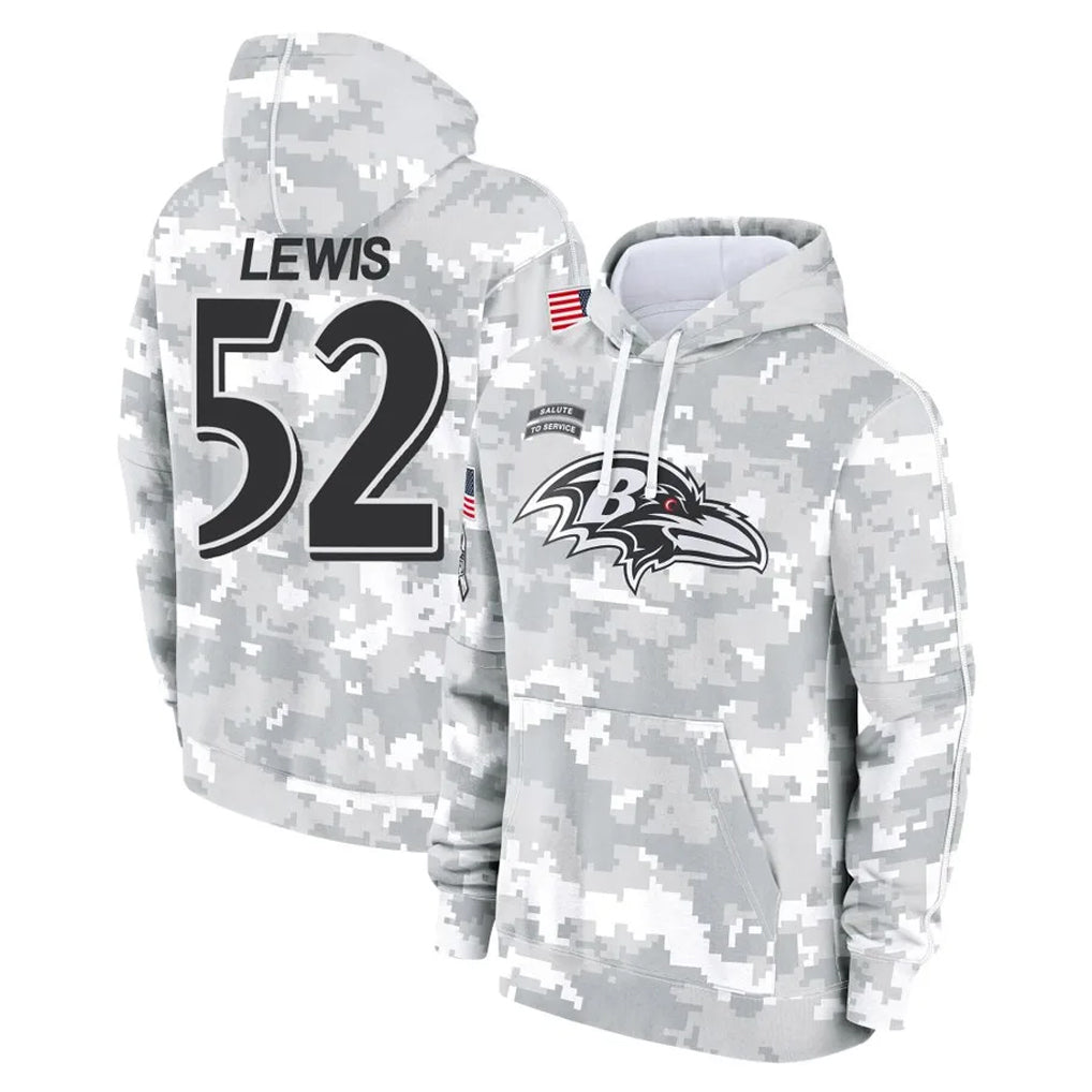 Cooneas B.Ravens #52 Ray Lewis Player Arctic Camo Salute To Service Hoodie Stitched Jerseys