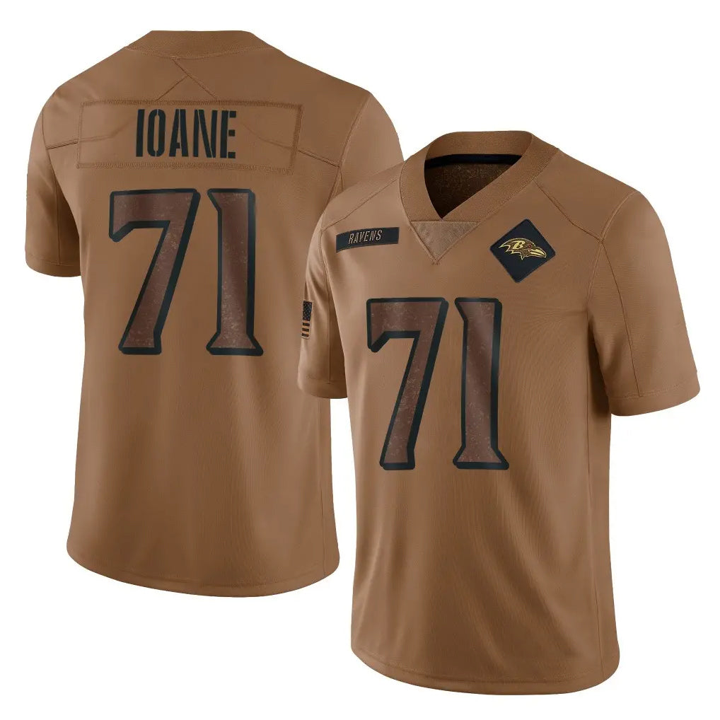 Cooneas B.Ravens #71 Olaivavega Ioane Player Brown Salute To Service Limited Stitched Jerseys