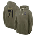 Cooneas B.Ravens #71 Olaivavega Ioane Player Olive Salute to Service Hoodie Stitched Jerseys