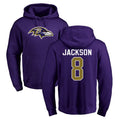 Cooneas B.Ravens #8 Lamar Jackson Player Purple Salute to Service Pullover Hoodie Stitched Jerseys