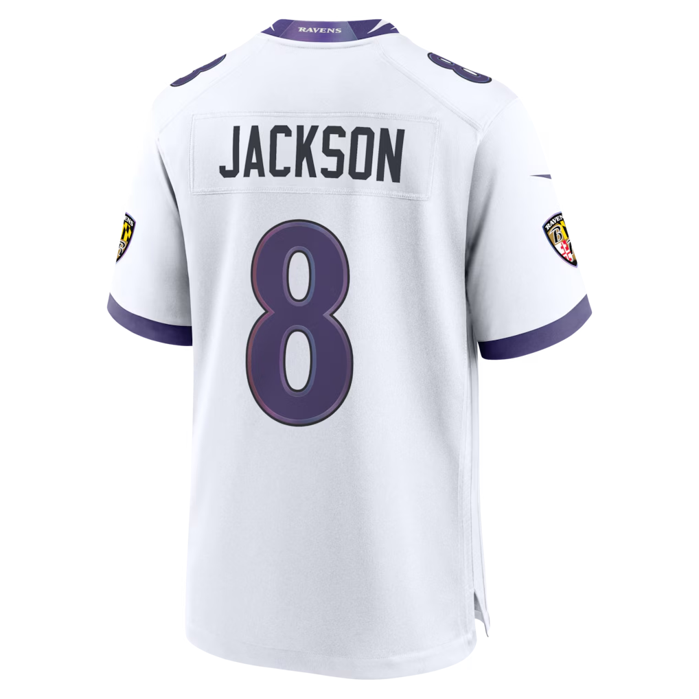 Cooneas B.Ravens #8 Lamar Jackson White Game Stitched Jerseys