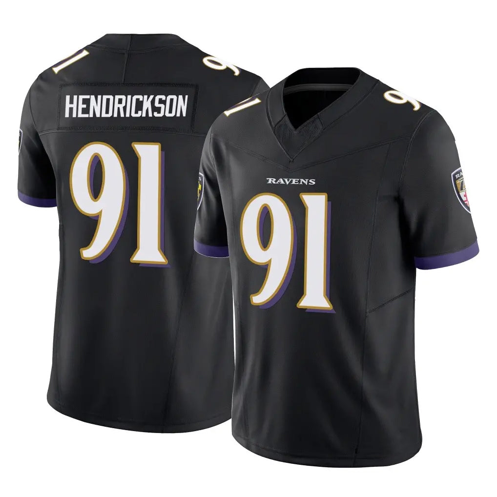 Cooneas B.Ravens #91 Trey Hendrickson Player Black Vapor F.U.S.E. Limited Stitched Jerseys