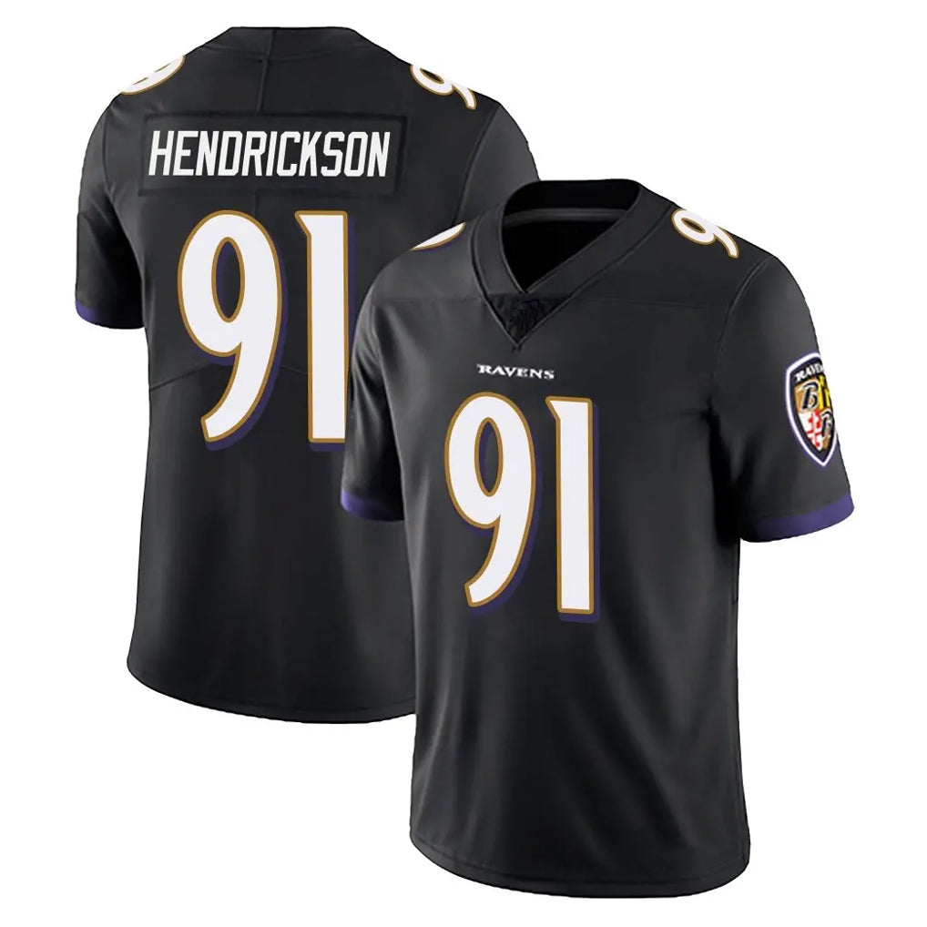 Cooneas B.Ravens #91 Trey Hendrickson Player Black Vapor Untouchable Limited Home Stitched Jerseys