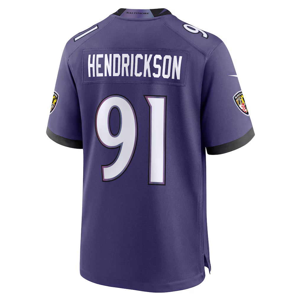 Cooneas B.Ravens #91 Trey Hendrickson Purple Team Game Stitched Jerseys