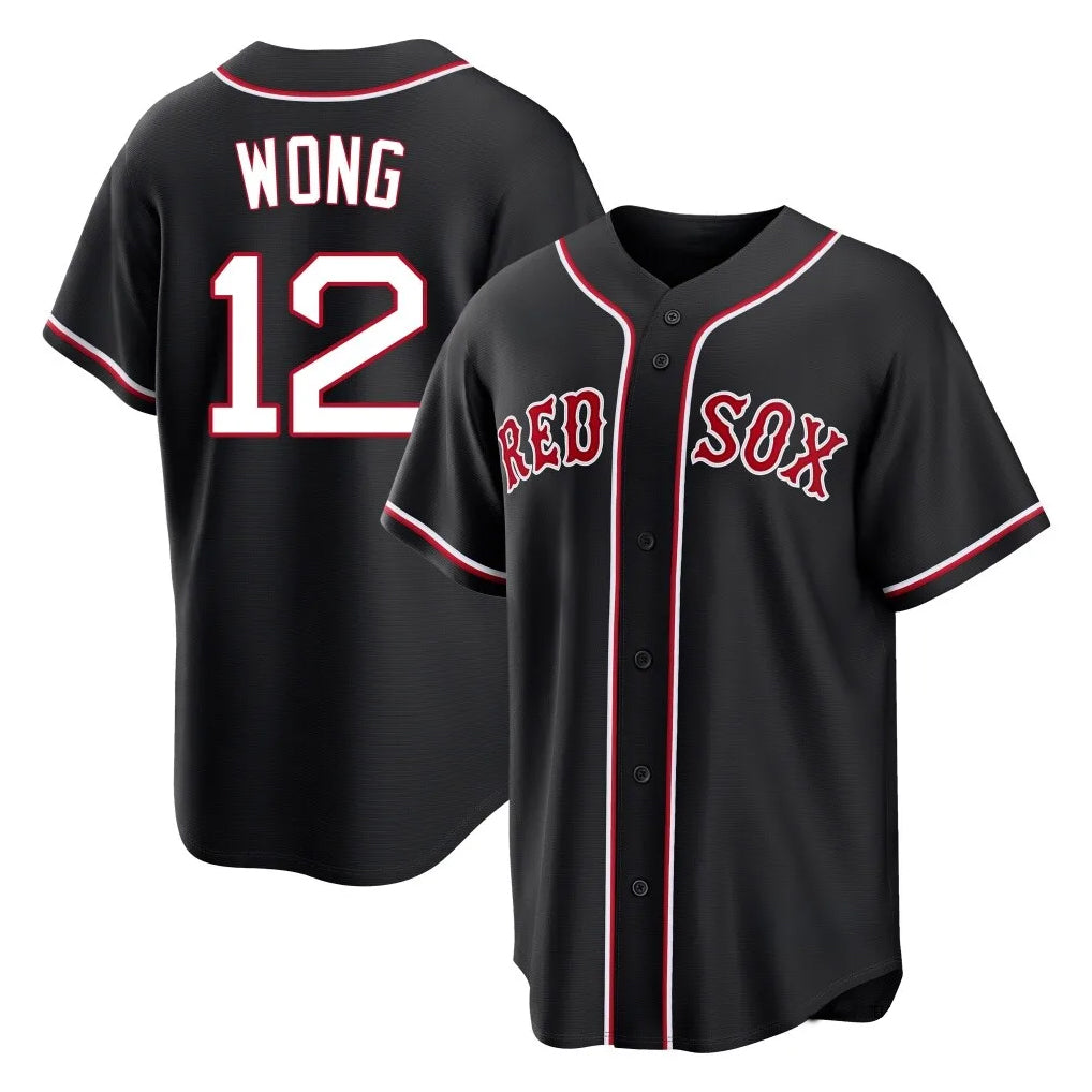 Cooneas B.Red Sox #12 Connor Wong Player Black Out Home Game Stitched Jerseys