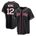 Cooneas B.Red Sox #12 Connor Wong Player Black Out Home Game Stitched Jerseys