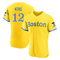 Cooneas B.Red Sox #12 Connor Wong Player Yellow Limited Elite Home Game Stitched Jerseys