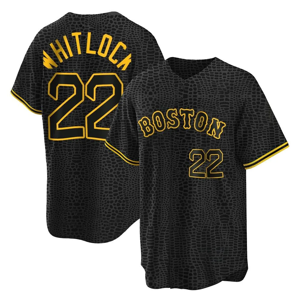 Cooneas B.Red Sox #22 Garrett Whitlock Player Black Snake Skin City Home Game Stitched Jerseys