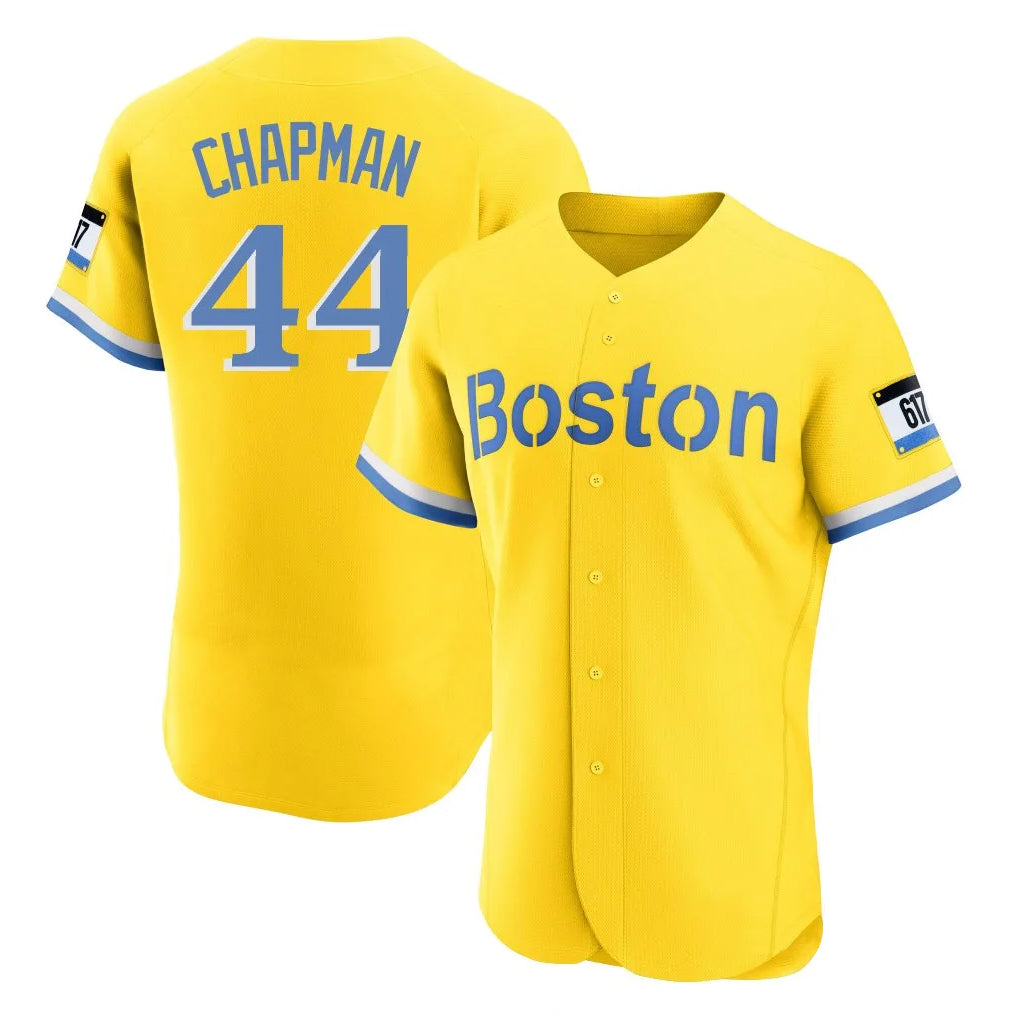 Cooneas B.Red Sox #44 Aroldis Chapman Player Yellow Limited Elite Home Game Stitched Jerseys
