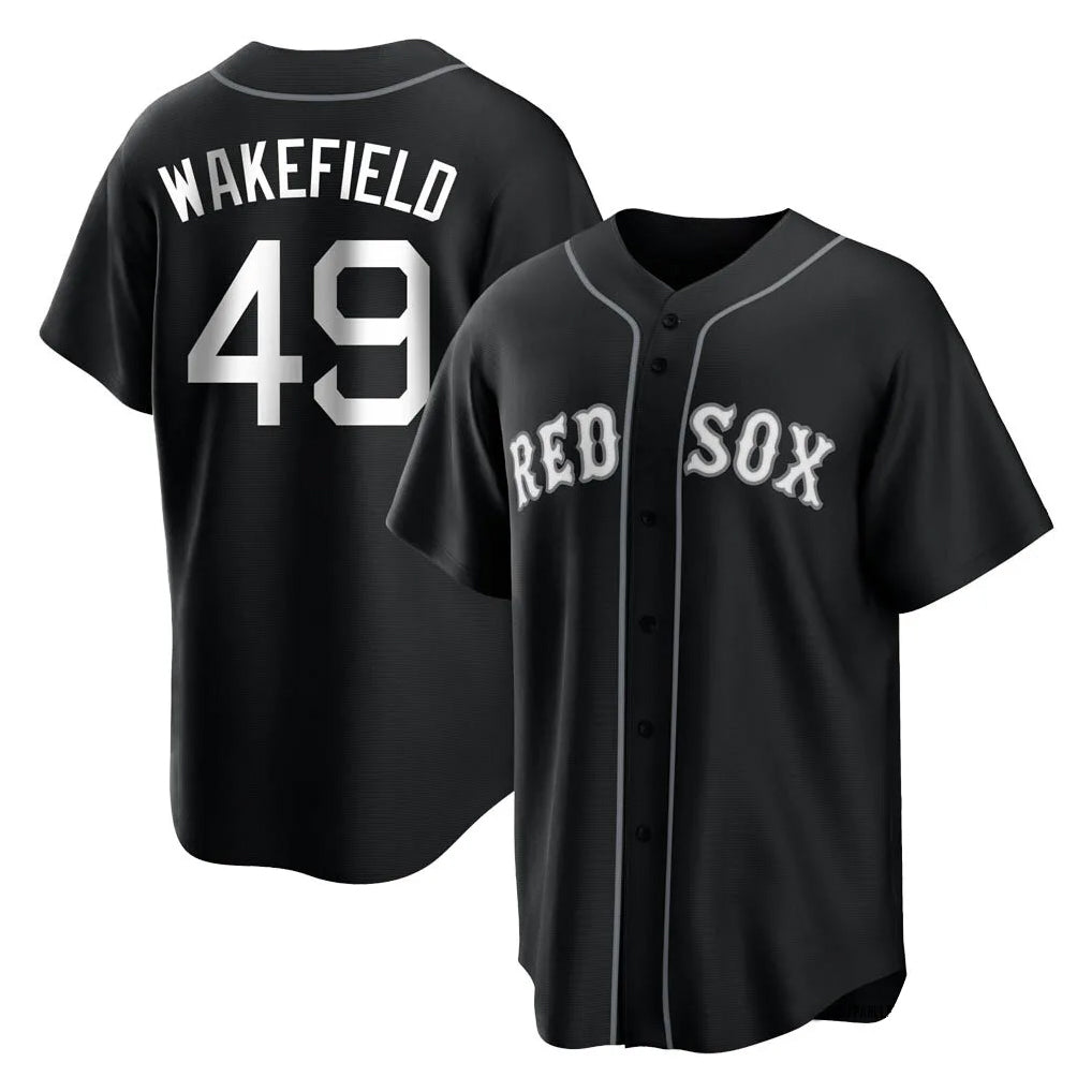 Cooneas B.Red Sox #49 Tim Wakefield Player Black Home Game Stitched Jerseys