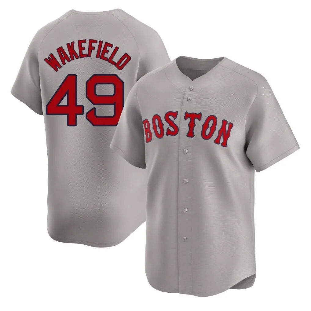 Cooneas B.Red Sox #49 Tim Wakefield Player Gray Road Limited Home Game Stitched Jerseys