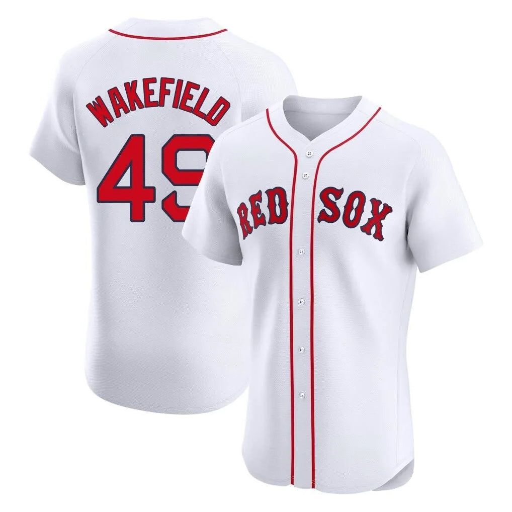 Cooneas B.Red Sox #49 Tim Wakefield Player White Limited Elite Home Game Stitched Jerseys
