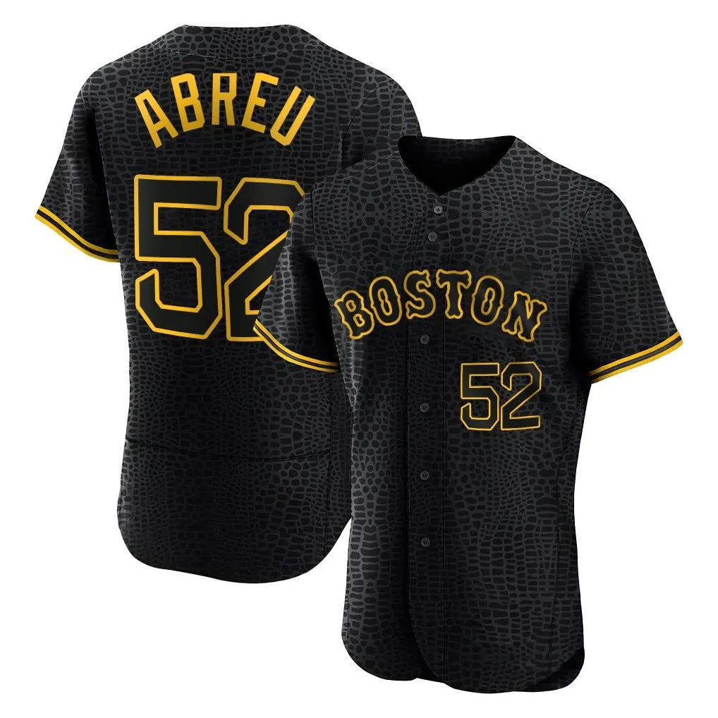 Cooneas B.Red Sox #52 Wilyer Abreu Player Black Snake Skin City Limited Elite Home Stitched Jerseys
