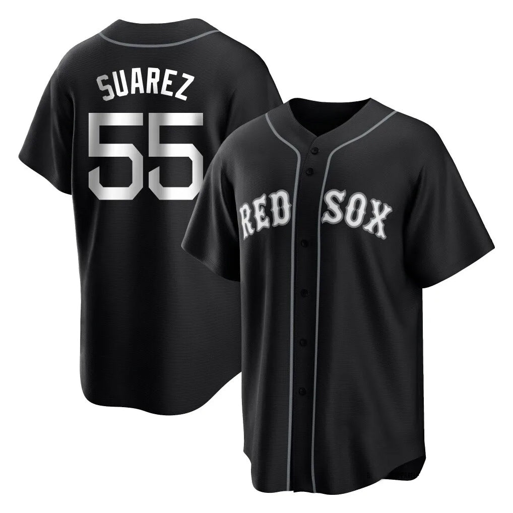 Cooneas B.Red Sox #55 Ranger Su¡§¡érez Player Black Home Game Stitched Jerseys