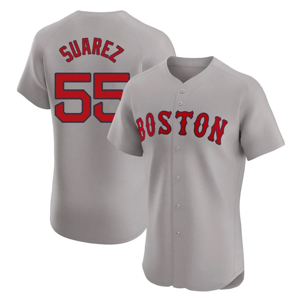 Cooneas B.Red Sox #55 Ranger Su¡§¡érez Player Gray Road Limited Elite Home Game Stitched Jerseys
