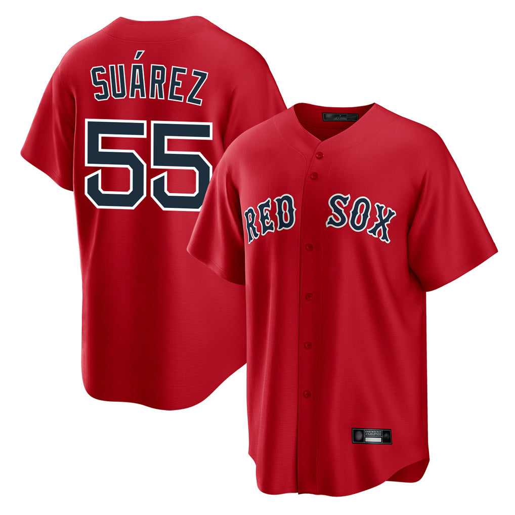 Cooneas B.Red Sox #55 Ranger Su¡§¡érez Player Red Home Game Stitched Jerseys