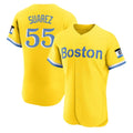 Cooneas B.Red Sox #55 Ranger Su¡§¡érez Player Yellow Limited Elite Home Game Stitched Jerseys