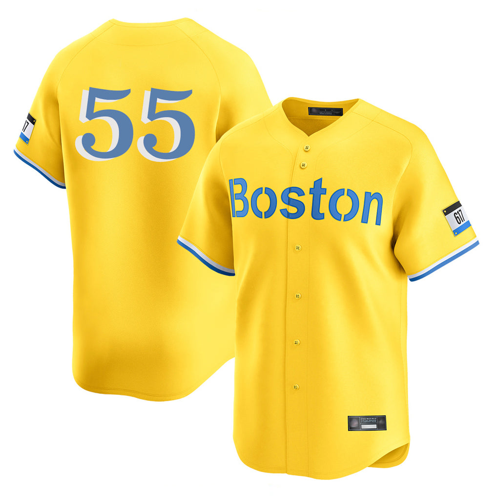 Cooneas B.Red Sox #55 Ranger Su¡§¡érez Player Yellow Limited Home Game Stitched Jerseys